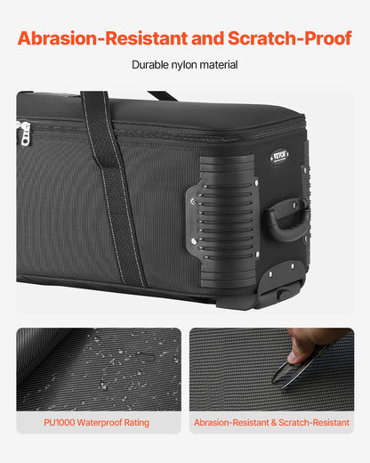 Studio Equipment Trolley Case, 35.83 x 11.81 x 14 in / 91 x 30 x 35.5 cm, Rolling Camera Bag, Carrying Bag with Wheels Straps Padded Compartment Handle, for Light Stands, Tripods, Telescopes