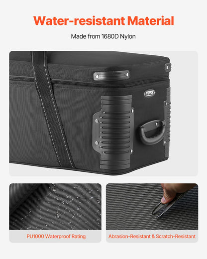 Studio Equipment Trolley Case, 51.57 x 14.37 x 14.96 in / 131 x 36.5 x 38 cm, Rolling Camera Bag, Carrying Bag with Wheels Straps Padded Compartment Handle, for Light Stands, Tripods, Telescopes