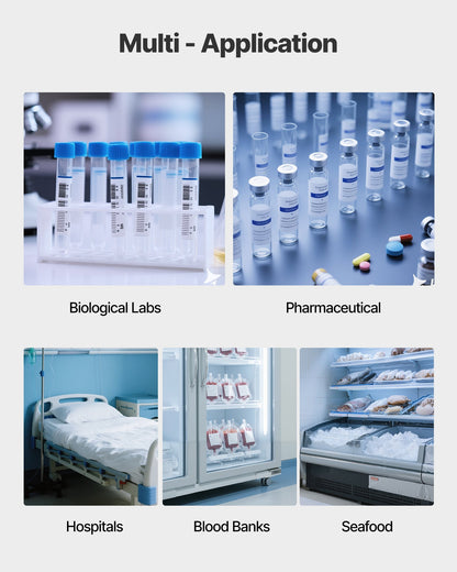 Ultra Low Temperature Freezer, 58 L, −40℉ to −123℉ Adjustable Temp Range, with Rollers and Digital Display, 304 Stainless Steel Liner, Low Temperature Lab Freezer for Laboratory Samples Storage