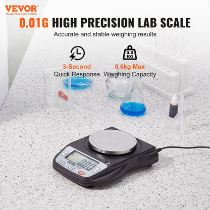 Analytical Balance Lab Scale 600g x 0,01g 6 Units Conversion Electronic