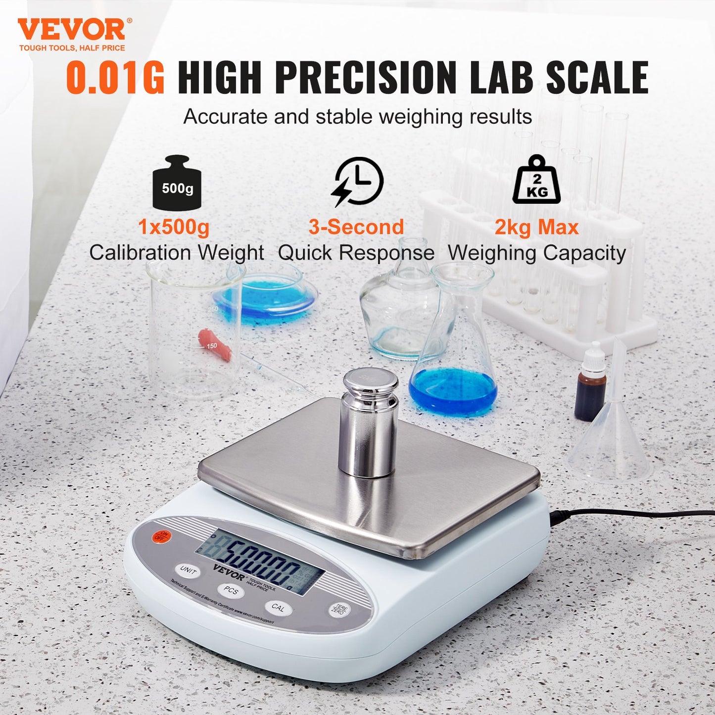 Analytical Balance Lab Scale 2000g x 0,01g 13 Units Conversion Electronic