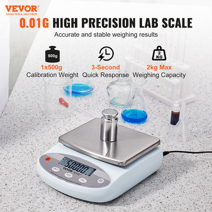 Analytical Balance Lab Scale 2000g x 0,01g 13 Units Conversion Electronic