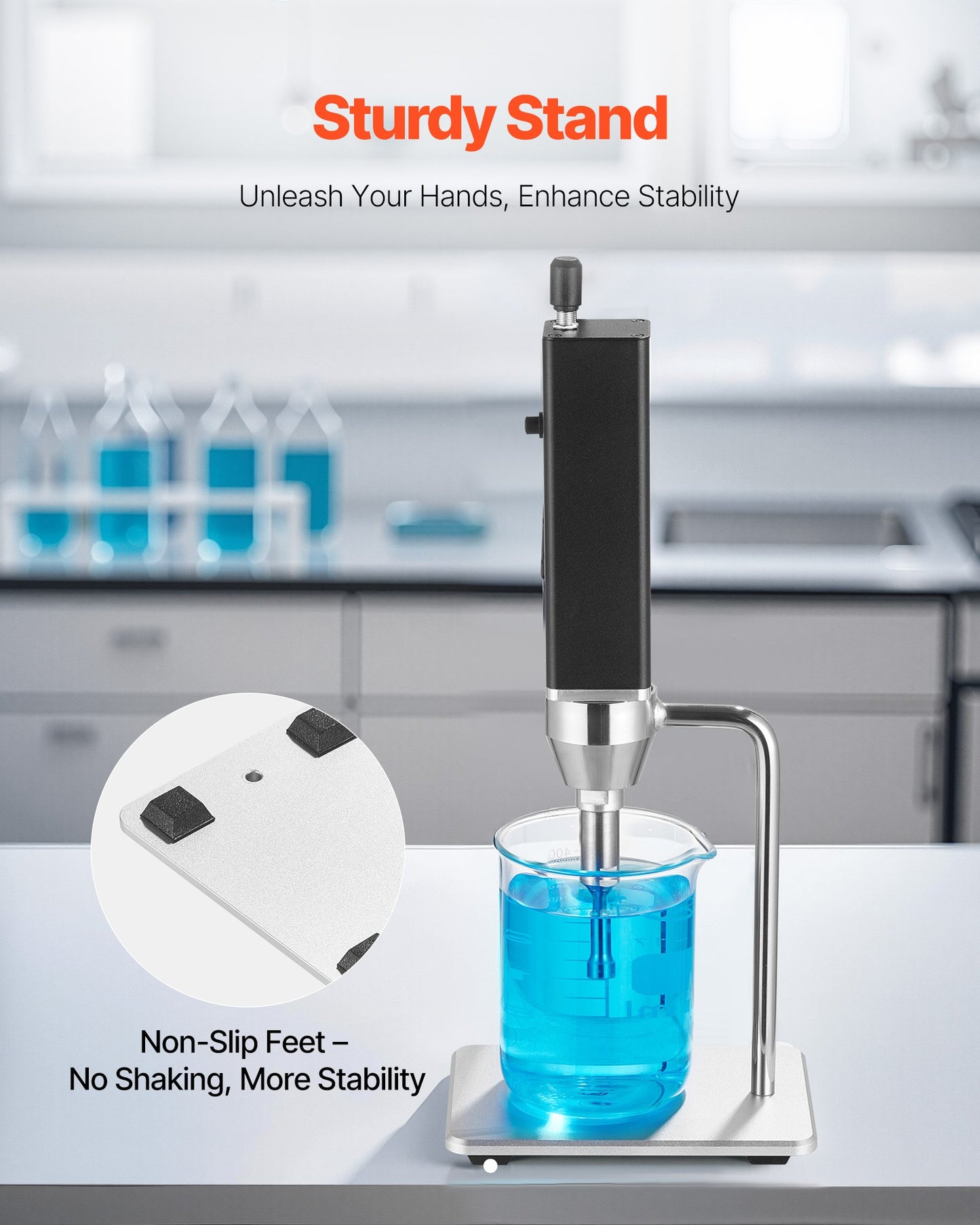 Portable Ultrasonic Homogenizer, 0.3 in Titanium Alloy Probe, 30KHz Ultrasonic Frequency, 50-300ml Capacity, Handheld and Desktop Dual Use, Sonicator Processor Cell Disruptor Mixer with Stand