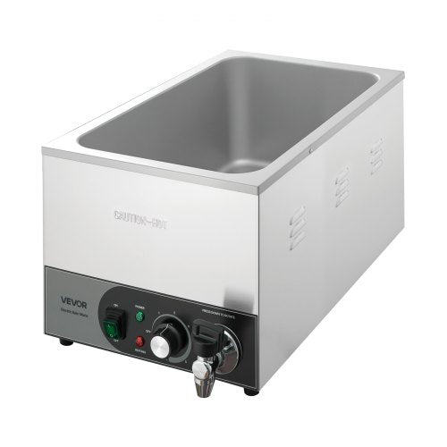 Commercial Food Warmer, 1200W Electric Stainless Steel Steam Food Warmer, Fast Heating Countertop Buffet Bain Marie with Detachable Power Cord, for Catering, Restaurants, Parties & Buffets