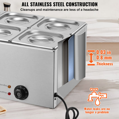 Commercial Electric Food Warmer 5-Pan Countertop Buffet 14.5L Bain Marie