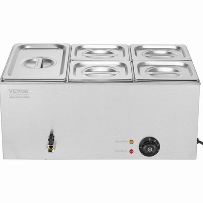 Commercial Electric Food Warmer 5-Pan Countertop Buffet 14.5L Bain Marie