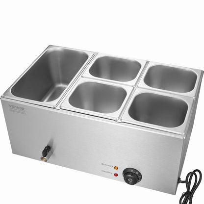 Commercial Electric Food Warmer 5-Pan Countertop Buffet 14.5L Bain Marie