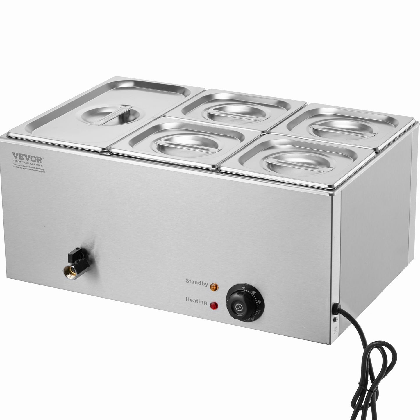 Commercial Electric Food Warmer 5-Pan Countertop Buffet 14.5L Bain Marie