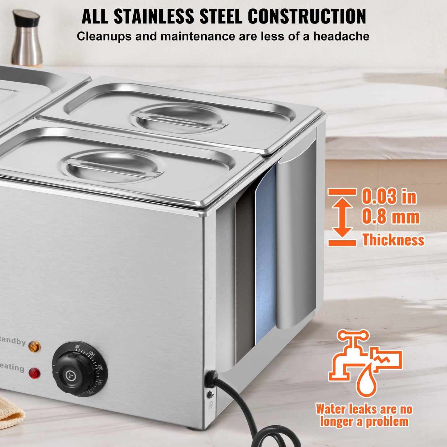 Commercial Electric Food Warmer 3-Pan Countertop Buffet 16L Bain Marie