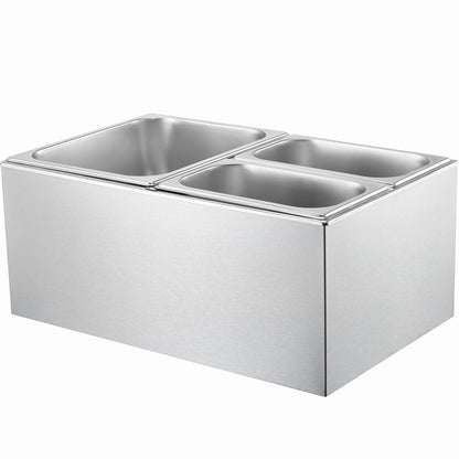 Commercial Electric Food Warmer 3-Pan Countertop Buffet 16L Bain Marie