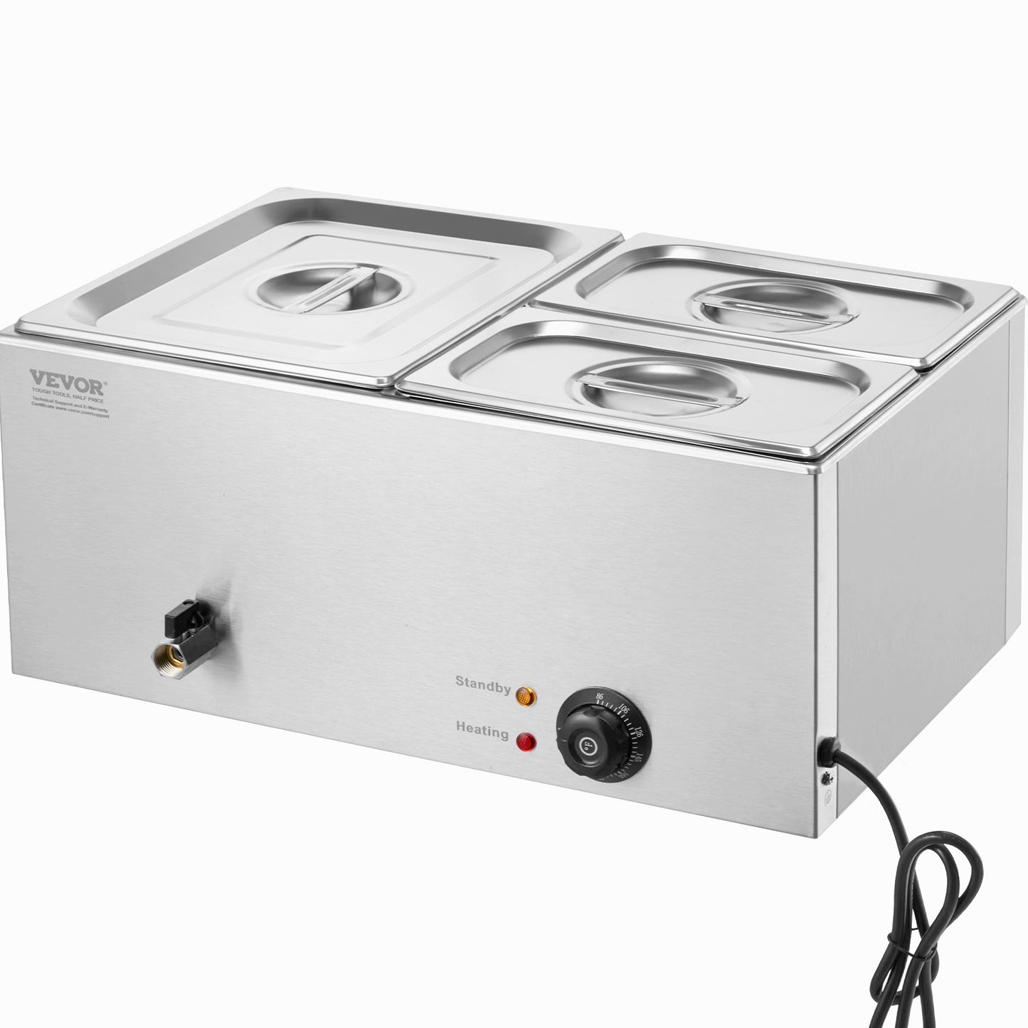 Commercial Electric Food Warmer 3-Pan Countertop Buffet 16L Bain Marie