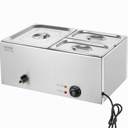 Commercial Electric Food Warmer 3-Pan Countertop Buffet 16L Bain Marie