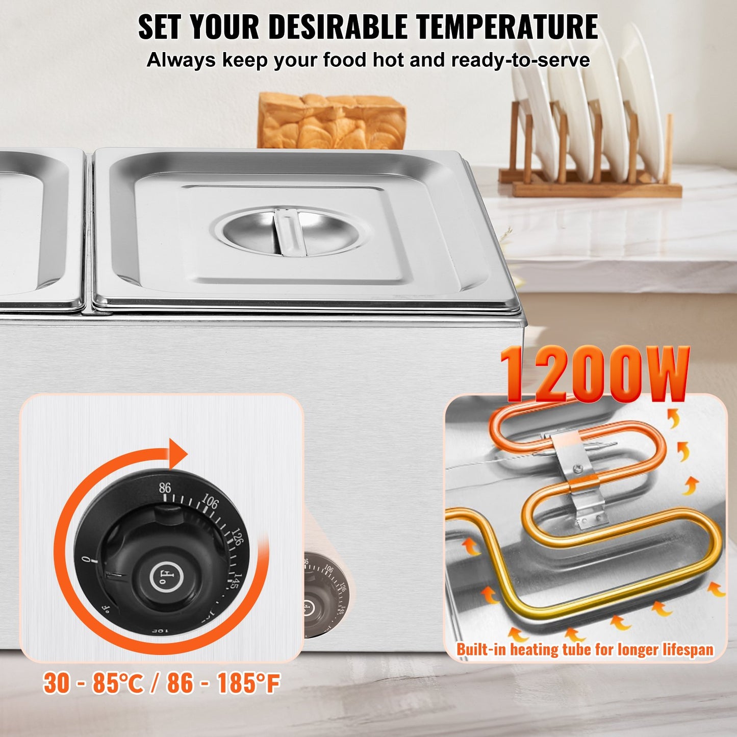 Commercial Electric Food Warmer 2-Pan Countertop Buffet 17L Bain Marie