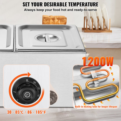 Commercial Electric Food Warmer 2-Pan Countertop Buffet 17L Bain Marie