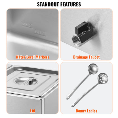 Commercial Electric Food Warmer 2-Pan Countertop Buffet 17L Bain Marie