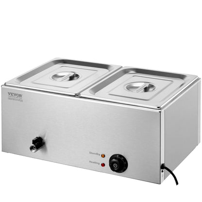 Commercial Electric Food Warmer 2-Pan Countertop Buffet 17L Bain Marie