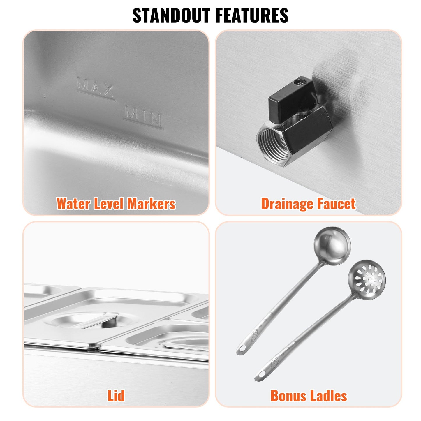 Commercial Electric Food Warmer 4-Pan Countertop Buffet 15.5L Bain Marie