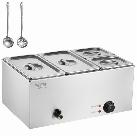 Commercial Electric Food Warmer 4-Pan Countertop Buffet 15.5L Bain Marie