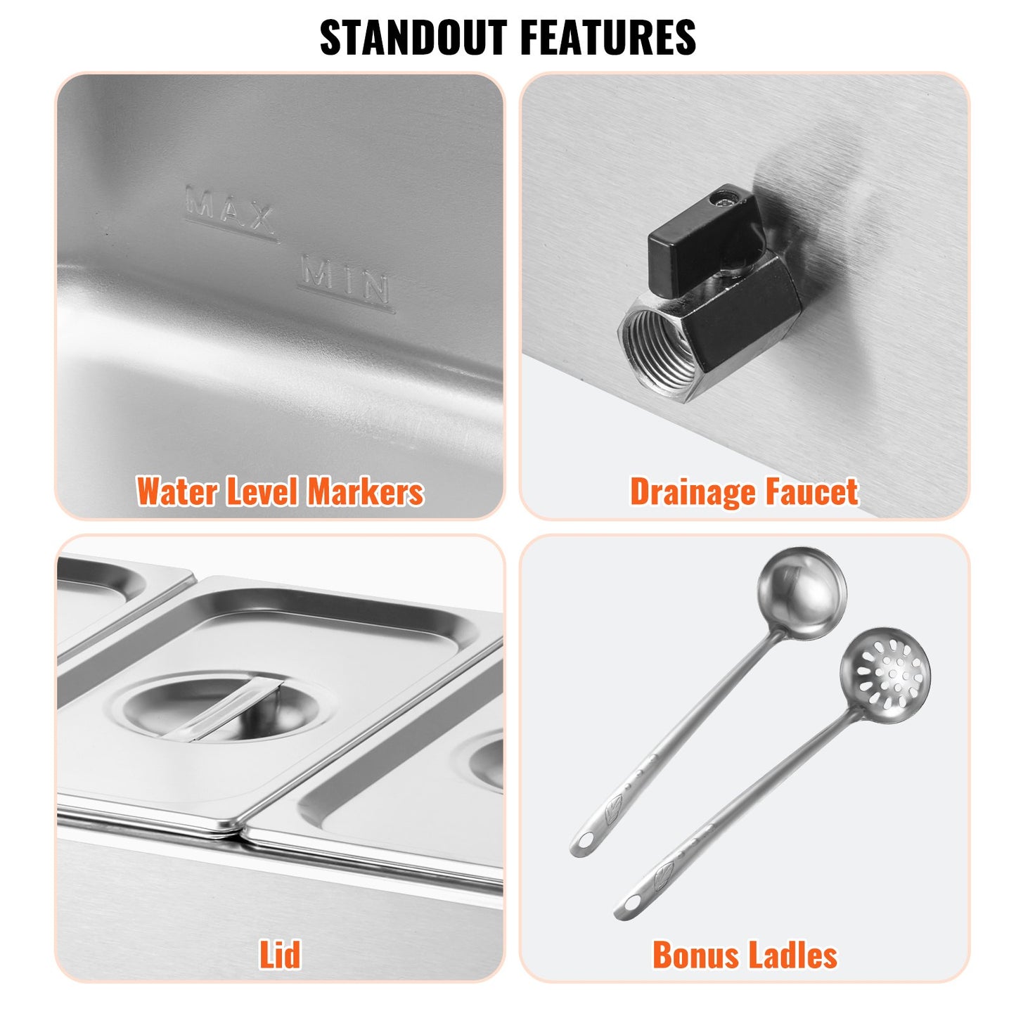 Commercial Electric Food Warmer 3-Pan Countertop Buffet 16.5L Bain Marie