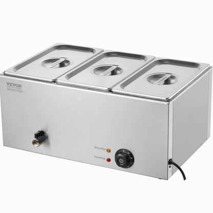 Commercial Electric Food Warmer 3-Pan Countertop Buffet 16.5L Bain Marie