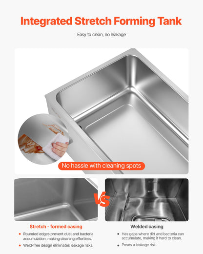 24QT Commercial Food Warmer, 4-Pan Electric Steam Table, 1200W Professional Countertop Stainless Steel Buffet Bain Marie with 86-185°F Temp Control for Catering, Buffet, Parties, Restaurants