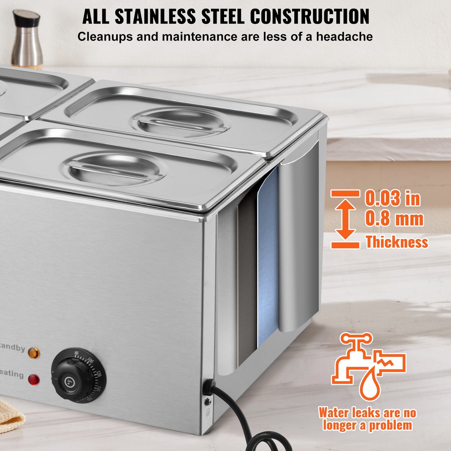 Commercial Electric Food Warmer 4-Pan Countertop Buffet 15L Bain Marie