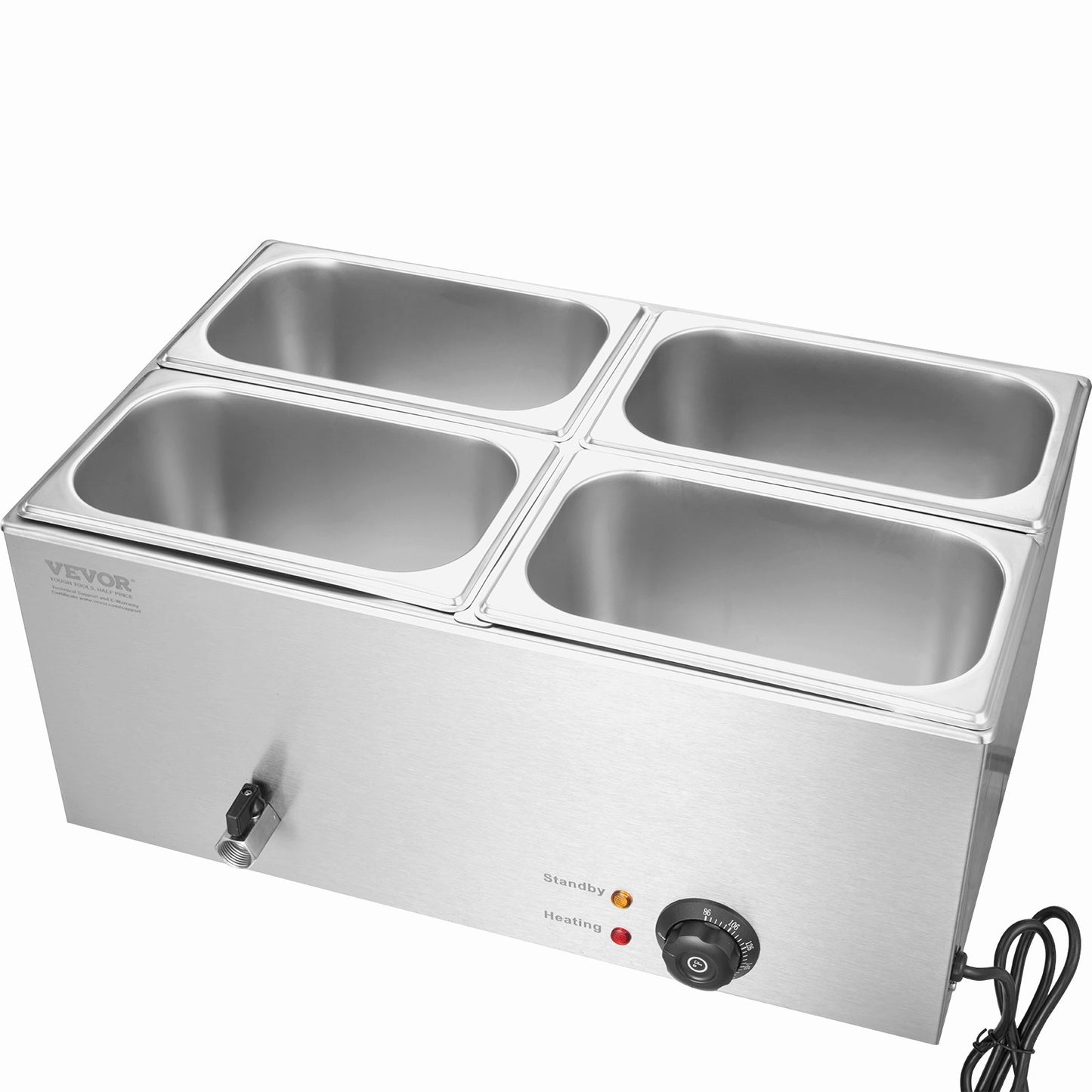 Commercial Electric Food Warmer 4-Pan Countertop Buffet 15L Bain Marie