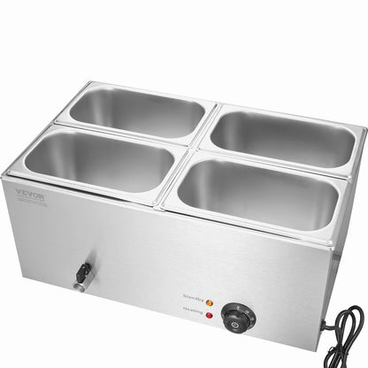 Commercial Electric Food Warmer 4-Pan Countertop Buffet 15L Bain Marie