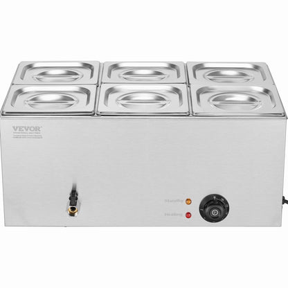 Commercial Electric Food Warmer 6 Pan Counter Buffet 13.5L Bain Marie