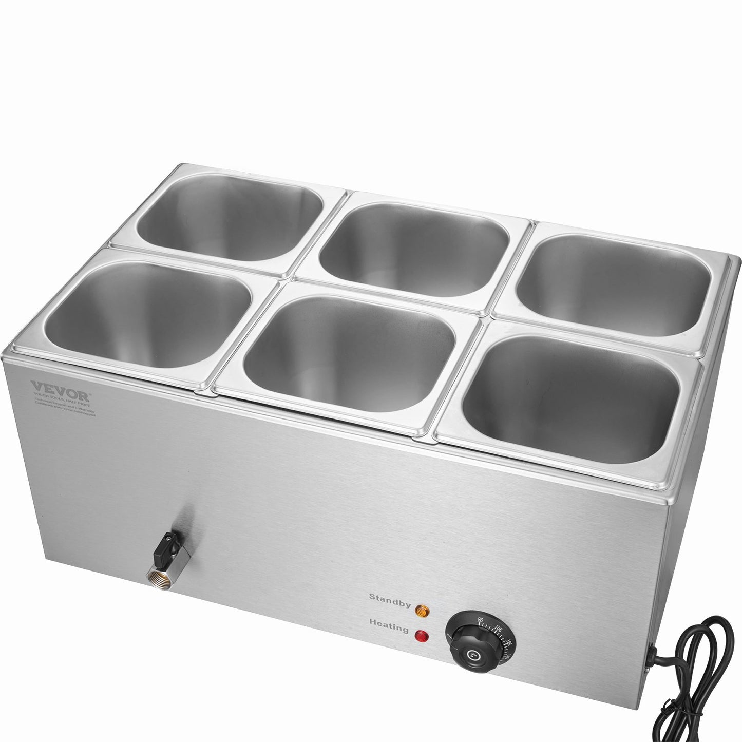 Commercial Electric Food Warmer 6 Pan Counter Buffet 13.5L Bain Marie