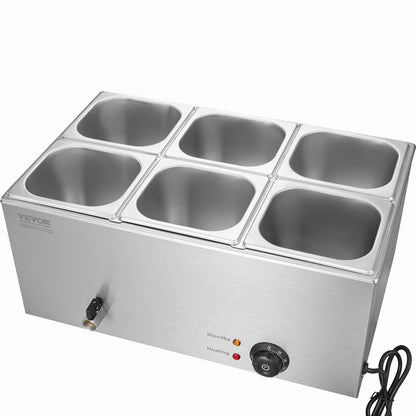 Commercial Electric Food Warmer 6 Pan Counter Buffet 13.5L Bain Marie