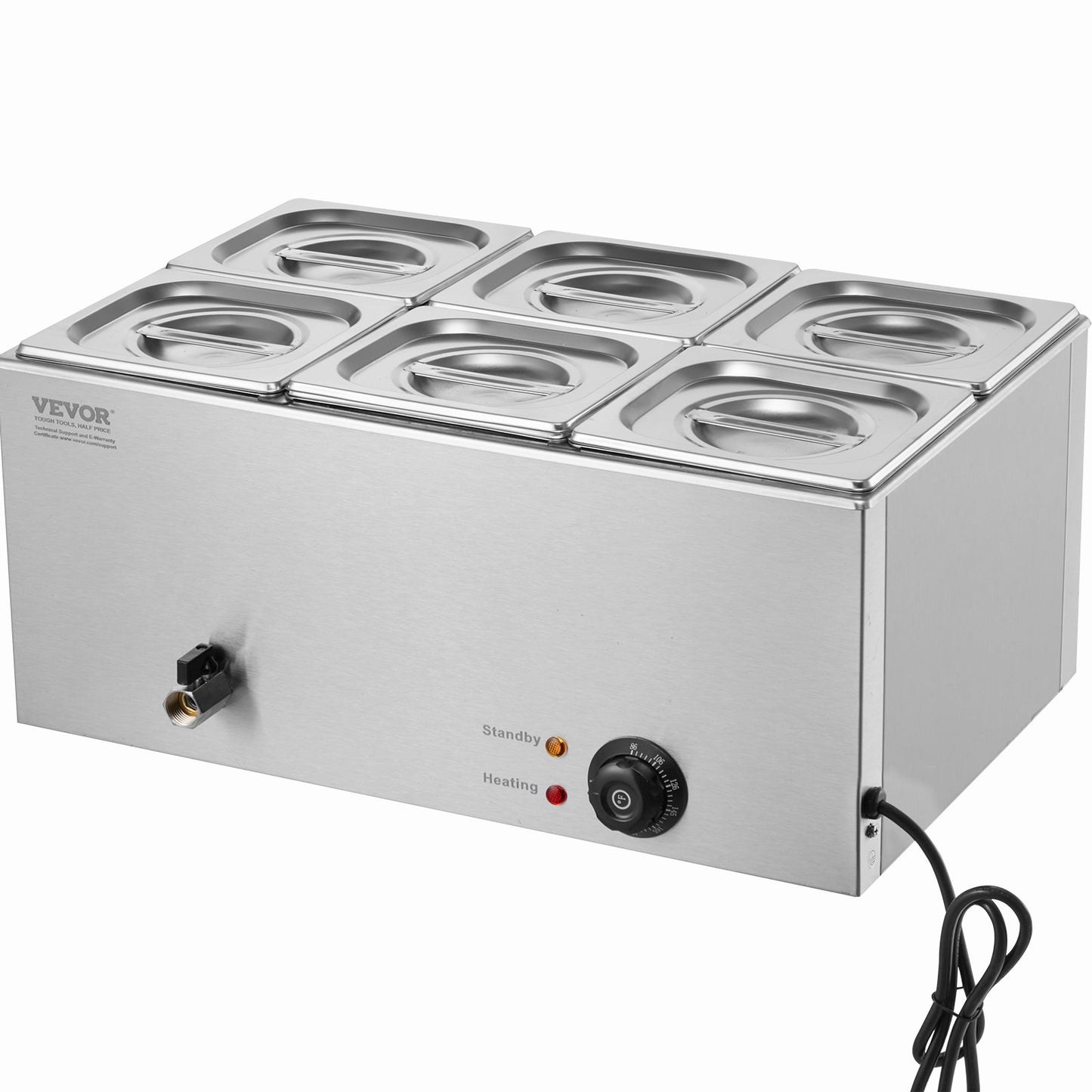 Commercial Electric Food Warmer 6 Pan Counter Buffet 13.5L Bain Marie