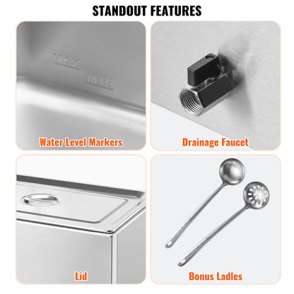 Commercial Electric Food Warmer Countertop Buffet 1*19Qt Pan Bain Marie