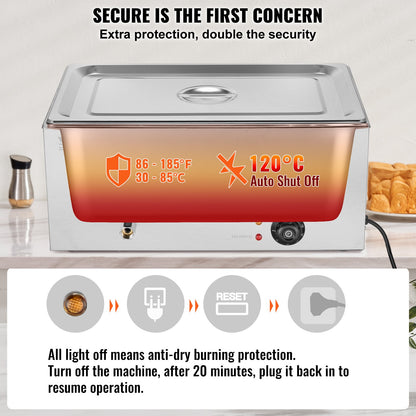 Commercial Electric Food Warmer Countertop Buffet 1*18L Pan Bain Marie