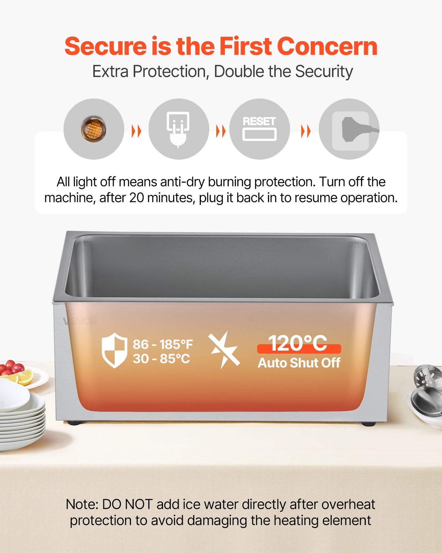 Commercial Food Warmer, 1200W Electric Stainless Steel Steam Food Warmer, Fast Heating Countertop Buffet Bain Marie with Soup & Perforated Ladles, for Catering, Restaurants, Parties, Buffets