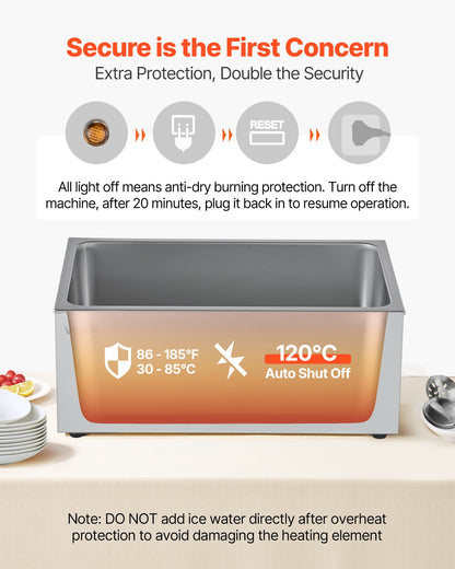 Commercial Food Warmer, 1200W Electric Stainless Steel Steam Food Warmer, Fast Heating Countertop Buffet Bain Marie with Soup & Perforated Ladles, for Catering, Restaurants, Parties, Buffets