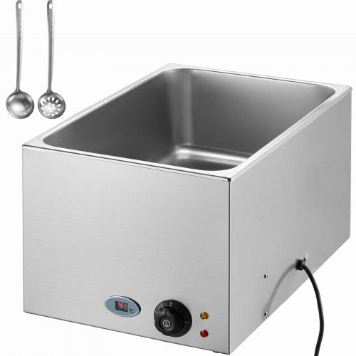 Commercial Food Warmer 19QT Bain Marie 1200W Electric Buffet Warmer Steam Table Food Warmer Countertop Stainless Steel Food Warmer Wet or Dry Use for Parties, Catering and Restaurant