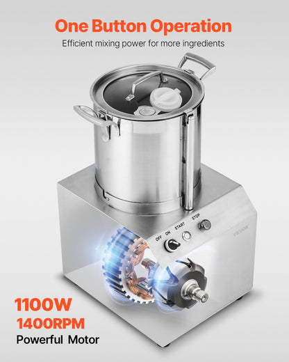 Food Processor &amp; Vegetable Chopper 10L Food Grade Stainless Steel Mixer