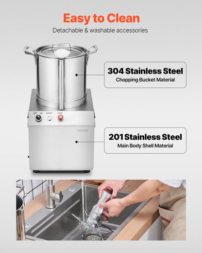 Food Processor &amp; Vegetable Chopper 10L Food Grade Stainless Steel Mixer