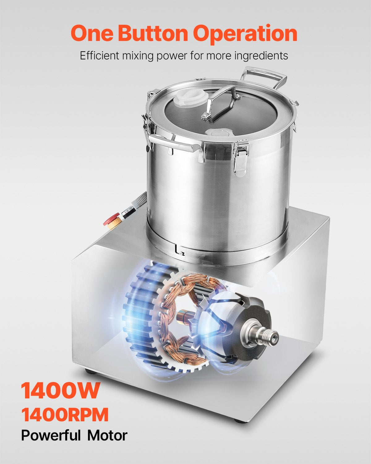 Food Processor &amp; Vegetable Chopper 15L Food Grade Stainless Steel Mixer