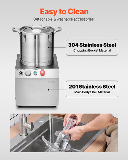 Food Processor &amp; Vegetable Chopper 15L Food Grade Stainless Steel Mixer