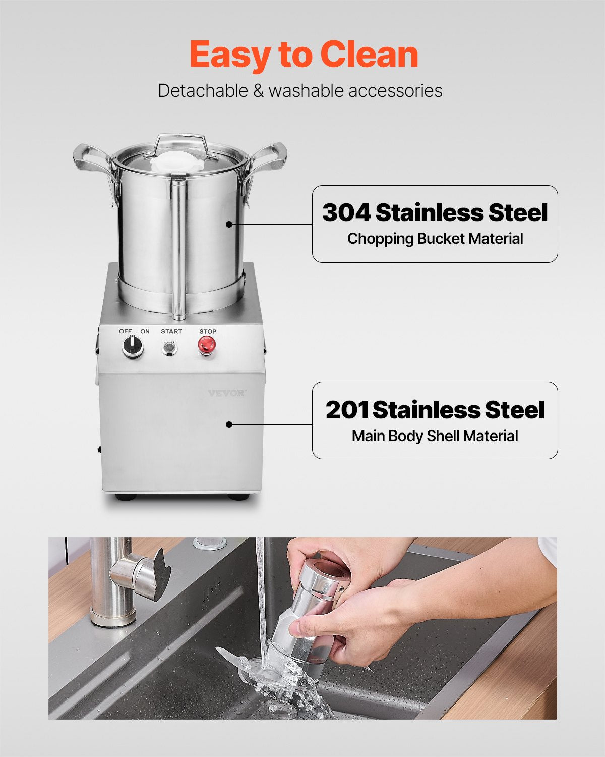 Food Processor &amp; Vegetable Chopper 4L Food Grade Stainless Steel Mixer