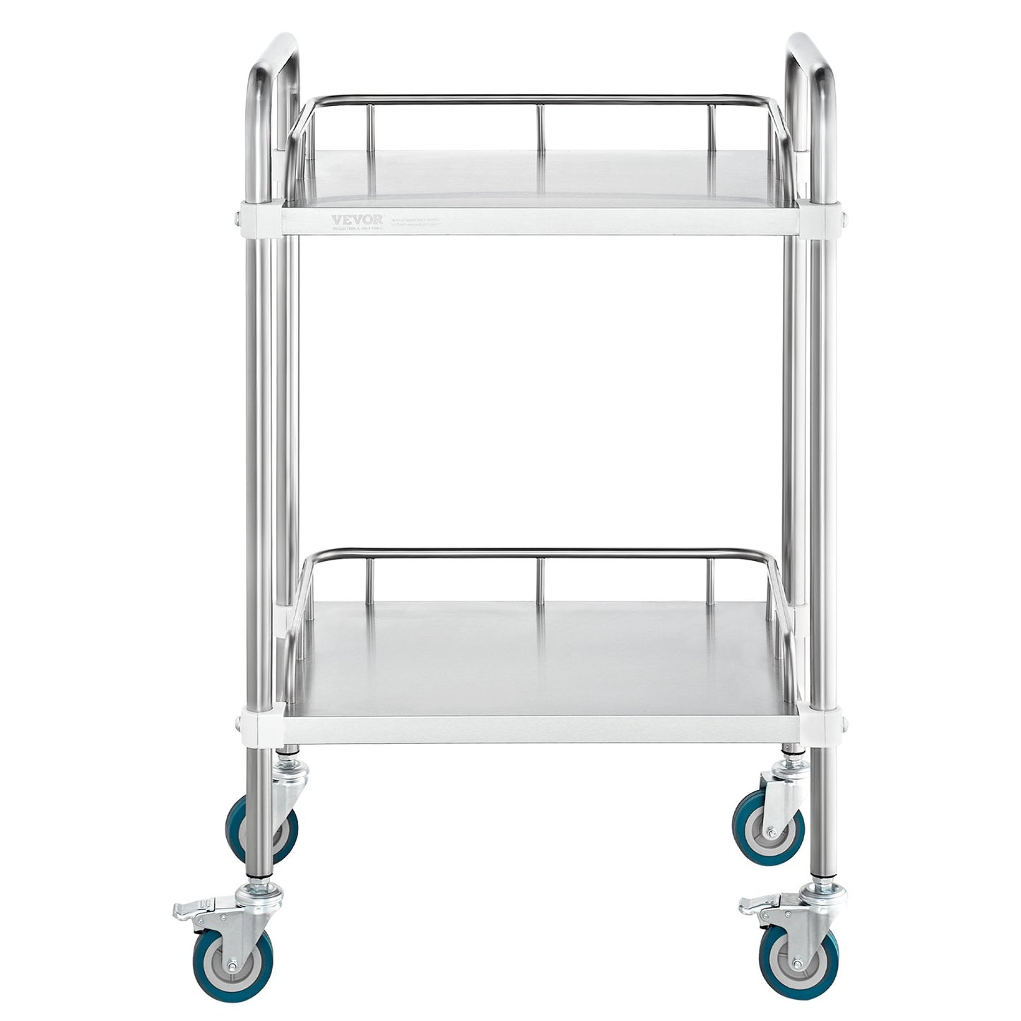 Lab Rolling Cart, 2-Shelf Stainless Steel Rolling Cart, Lab Serving Cart with Swivel Wheels, Dental Utility Cart for Clinic, Lab, Hospital, Salon, 15.16"x21.57"x34.06