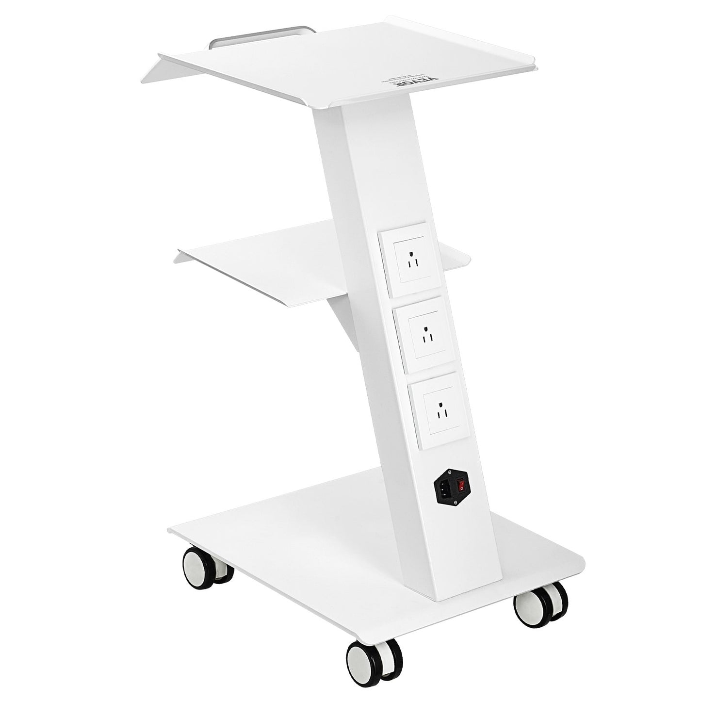 Trolley Cart Dental Lab Mobile Rolling Serving Cart 3 Layers with Outlets