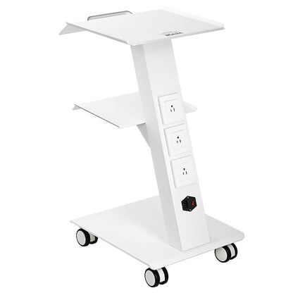 Trolley Cart Dental Lab Mobile Rolling Serving Cart 3 Layers with Outlets
