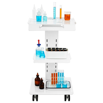 Trolley Cart Dental Lab Mobile Rolling Serving Cart 3 Layers with Outlets