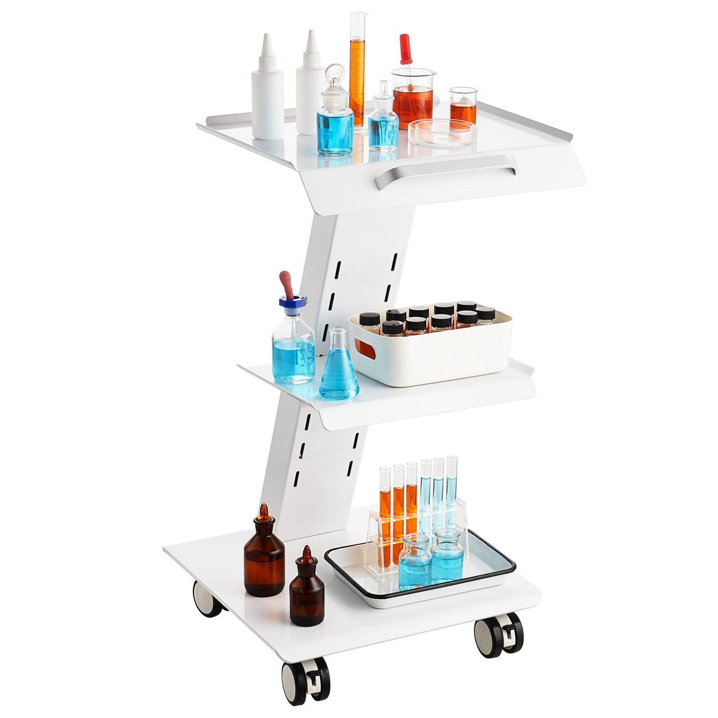 Trolley Cart Dental Lab Mobile Rolling Serving Cart 3 Layers with Outlets