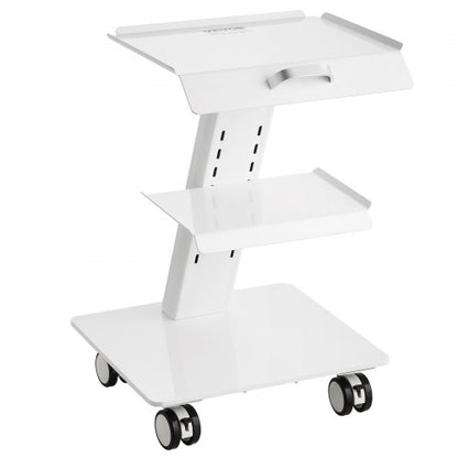 Lab Trolley, 3-Layer Rolling Lab Cart, Metal Mobile Trolley with Swivel Wheels, Tray Rolling Clinic Cart 220 lbs Weight Capacity, for Lab, Clinic, Beauty and Salon