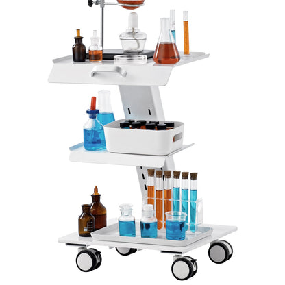 Lab Cart, 3-Tier Rolling Lab Cart, Metal Mobile Cart with Swivel Wheels, Tray Rolling Clinic Cart 220 lbs Weight Capacity, for Lab, Clinic, Beauty and Salon