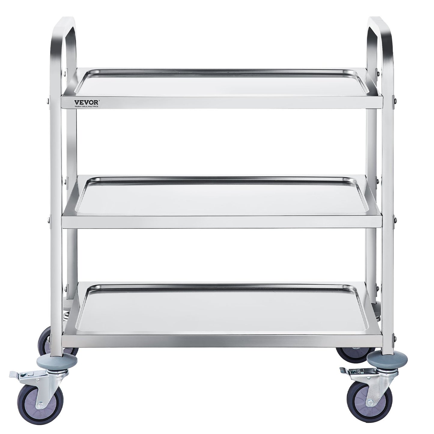Stainless Steel Cart, 3 Layers Lab Cart 400 lbs Weight Capacity, Medical Cart with Lockable Universal Wheels, for Lab, Clinic, Kitchen, Salon
